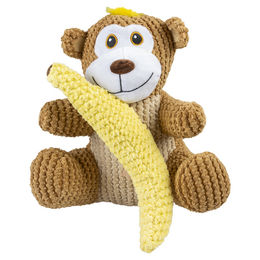 Duvo+ Hundespielzeug Plüsch Affe mit Banane S, Gelb/Braun/Bunt, 22 x 19 x 8 cm – Bild 1 von 2