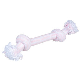 Produktbild von Duvo+ Hundespielzeug Puppy Soft Seil mit 2 Knoten für Welpen Rosa Weiß zur Zahnpflege