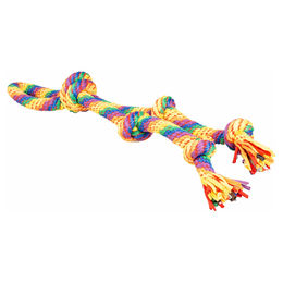 Produktbild von Duvo+ Hundespielzeug Sweater-Seil mit 5 Knoten und Schlaufe bunt aus Stoff