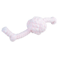 Produktbild von Duvo+ Hundespielzeug Welpe Soft Seil Ball mit 2 Knoten rosa/weiß zur Zahnpflege