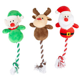Duvo+ Hundespielzeug Xmas Plüschspielzeug mit Seil und Quietscher bunt – Bild 1 von 6