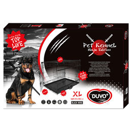 Duvo+ Hundetransportbox Ninja Edition aus Metall mit Schiebetür Schwarz – Bild 1 von 2
