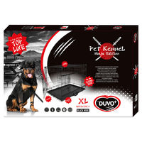 Produktbild von Duvo+ Hundetransportbox Ninja Edition aus Metall mit Schiebetür Schwarz
