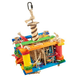 Duvo+ Intelligenzspielzeug Holz Spielkiste für Vögel mit Sisal und Kokos in Bunt – Bild 1 von 3
