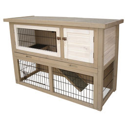 Duvo+ Kaninchenstall Woodland Cotton Cottage mit 2 Ebenen in Beige 111x45x78 cm – Bild 1 von 3