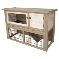 Produktbild von Duvo+ Kaninchenstall Woodland Cotton Cottage mit 2 Ebenen in Beige 111x45x78 cm