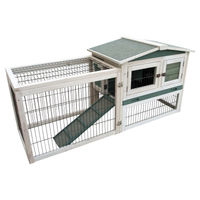 Produktbild von Duvo+ Kaninchenstall Woodland Lambert Cottage aus Holz mit Auslauf 154x56x70 cm Grün Weiß