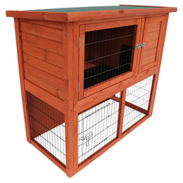 Duvo+ Kaninchenstall Woodland Raymond Classic aus Holz in Braun mit 2 Ebenen 104x52x92cm – Bild 1 von 2