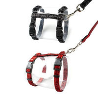 Produktbild von Duvo+ Katzen-Spazierset Glitter groß Schwarz/Rot mit Halsband und Leine