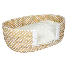 Produktbild von Duvo+ Katzenbett aus Schilf mit Kissen in Beige/Weiß Größe M