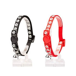 Duvo+ Katzenhalsband Pfoten aus Nylon mit Sicherheitsvorrichtung Schwarz/Rot 20-30 cm – Bild 1 von 4