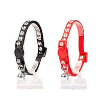 Produktbild von Duvo+ Katzenhalsband Pfoten aus Nylon mit Sicherheitsvorrichtung Schwarz/Rot 20-30 cm