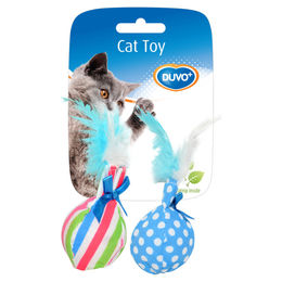 Duvo+ Katzenspielzeug Ball aus Stoff mit Federn und Maus in verschiedenen Farben – Bild 1 von 3