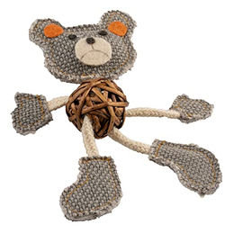 Duvo+ Katzenspielzeug Canvas Bär mit Katzenminze braun/grau – Bild 1 von 4