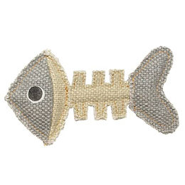 Duvo+ Katzenspielzeug Canvas Fischgräte Grau mit Katzenminze 14 x 8 cm - 1 Stk. – Bild 1 von 5