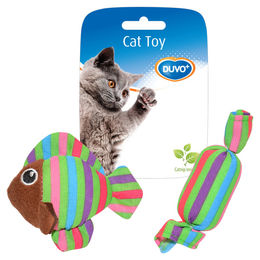Produktbild von Duvo+ Katzenspielzeug Fisch und Bonbon aus Plüsch mit Catnip in Bunt - 18 g