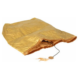 Duvo+ Katzenspielzeug Knisternde Papiertüte mit Feder in Gelb und Gold – Bild 1 von 4