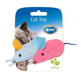 Duvo+ Katzenspielzeug Maus aus Plüsch mit Katzenminze 2er Set Blau und Rosa – Bild 1 von 9