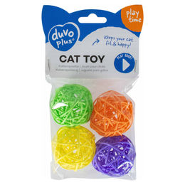 Duvo+ Katzenspielzeug Multi Ball aus Naturholz in Bunt, Größe M, 4 Stück – Bild 1 von 3