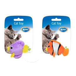 Duvo+ Katzenspielzeug Plüsch Fische mit Katzenminze orange/blau 2 Stück – Bild 1 von 3