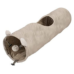 Duvo+ Katzenspielzeug Spieltunnel Cozette aus Plüsch in Beige 90 x 25 cm – Bild 1 von 2