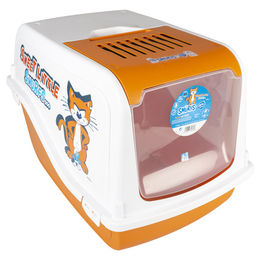 Duvo+ Katzentoilette Azrael Haubentoilette aus Kunststoff mit Schaufel und Aktivkohlefilter Orange 57x39x38 cm – Bild 1 von 2