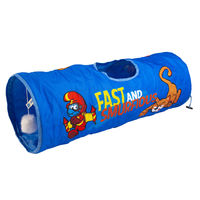 Produktbild von Duvo+ Katzentunnel Die Schlümpfe Jetpack blau aus Nylon mit Ball und Glöckchen 72 x 25 x 25 cm