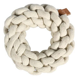 DUVO+ Kauspielzeug Ben geflochtener Ring für Welpen XS Beige aus Baumwolle zur Zahnpflege – Bild 1 von 5