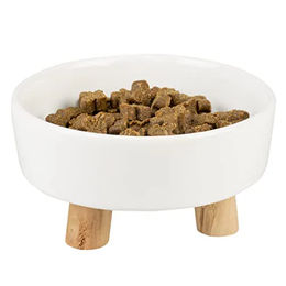 Duvo+ Keramiknapf Stone Up Timber Erhöhter Futternapf Weiß für Hunde und Katzen - 450 ml – Bild 1 von 4