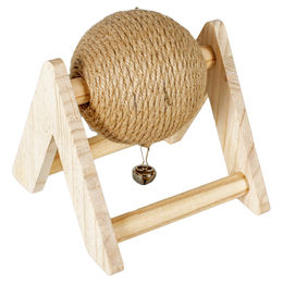 Duvo+ Kratzball aus Sisal mit Holzständer für Kaninchen und Meerschweinchen – Bild 1 von 2