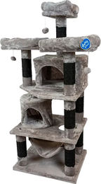 Duvo+ Kratzbaum Cleo für Katzen in Anthrazit mit Hängematte und Spielbällen 60x50x143 cm – Bild 1 von 3