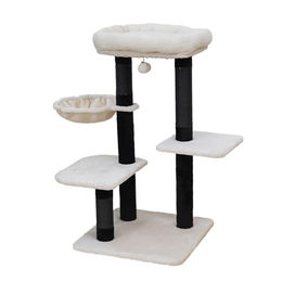 Duvo+ Kratzbaum Dora weiß mit Hängematte und Spielzeugball für Katzen 48x48x85cm – Bild 1 von 4