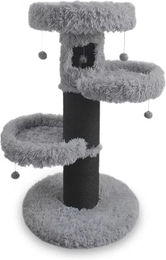 Duvo+ Kratzbaum Farah grau für Katzen 60x60x110cm aus Plüsch – Bild 1 von 3