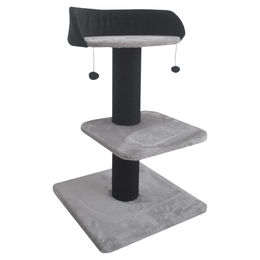 Duvo+ Kratzbaum Gloria für Katzen grau/schwarz mit Plüsch-Spielbällen 60x60x100cm – Bild 1 von 3