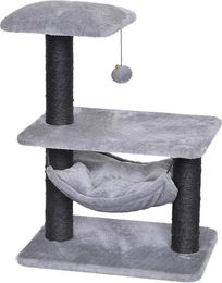 Duvo+ Kratzbaum Tokyo Bridge grau für Katzen mit Hängematte und Spielball 47x34,5x62cm – Bild 1 von 5