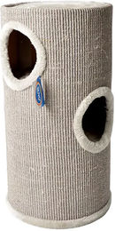 Duvo+ Kratzbaum Tower Ton hellgrau für Katzen mit Sisal und Spielzeug 36x36x70 cm – Bild 1 von 6