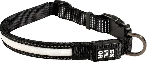 Duvo+ LED Hundehalsband City Paris aus Nylon wasserdicht und wiederaufladbar Schwarz Größe M – Bild 1 von 2
