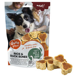 Produktbild von Duvo+ Meat Reisknochen mit Ente Kausnack für Hunde Junior glutenfrei und ohne Zucker 140 g - 140 g