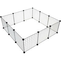Produktbild von Duvo+ Modulares Kleintiergehege für Kaninchen Schwarz Metall 107 x 107 x 35 cm