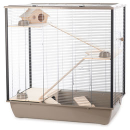Duvo+ Nagerkäfig Natural Fargo für Nagetiere 78x48x80 cm Mokka/Zink – Bild 1 von 2
