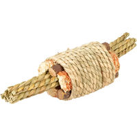 Produktbild von DUVO+ Nagerrolle aus Holz mit Wasserhyazinthe und Mais als Knabberspielzeug für Kaninchen und Nager