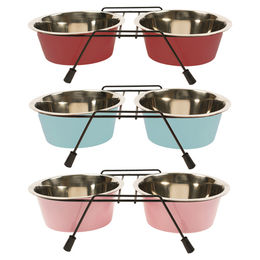 Duvo+ Napfständer mit Edelstahl-Näpfen in Bunt Größe M - 16 cm – Bild 1 von 1