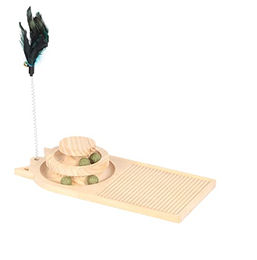 Produktbild von Duvo+ Play n Scratch Katzenspielzeug aus Holz mit Katzenminze und Saugnäpfen 40 x 19 x 8 cm