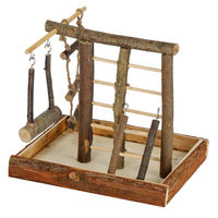 Produktbild von Duvo Plus Vogelspielplatz Bobo aus Holz mit Schaukel für Papageien Kanarienvögel und Wellensittiche 27 x 21 x 25 cm