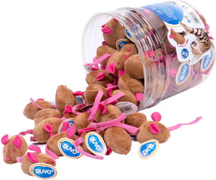 DUVO+ Plüschmaus Spielzeug für Katzen mit Glöckchen 2er Pack Braun – Bild 1 von 11