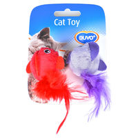 Produktbild von Duvo+ Plüschspielzeug für Katzen Vögel mit Federn in Rot und Lila