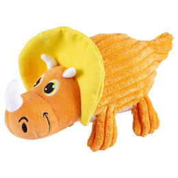 Duvo+ Plüschspielzeug Triceratops Dino für Hunde aus Cord in Orange – Bild 1 von 3