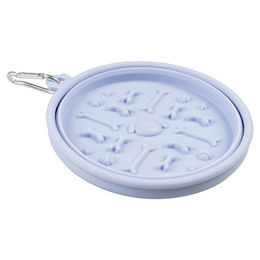 Produktbild von Duvo+ Reisenapf mit Leckmatte Slow Feeder aus Silikon lila 14 x 14 x 4,5 cm