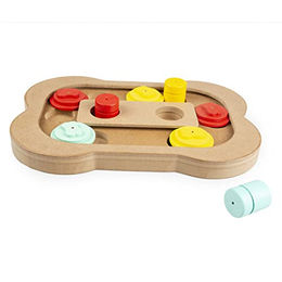 Duvo+ Slide n Snack Puzzle Knochen Intelligenzspielzeug aus Holz für Hunde und Welpen Bunt – Bild 1 von 5