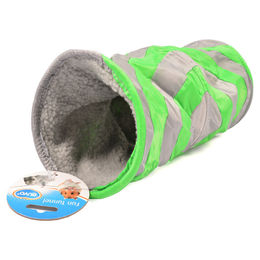 Duvo+ Spieltunnel aus Wolle für Kaninchen, Meerschweinchen und Frettchen grün/grau 35 cm – Bild 1 von 3